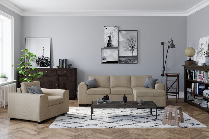 Divansofa Alter 3-seter Vendbar - Beige - Møbler - Sofaer - Sofaer med sjeselong - 3 seters sofa med divan