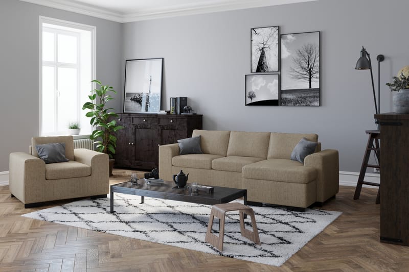 Divansofa Alter 3-seter Vendbar - Beige - Møbler - Sofaer - Sofaer med sjeselong - 3 seters sofa med divan