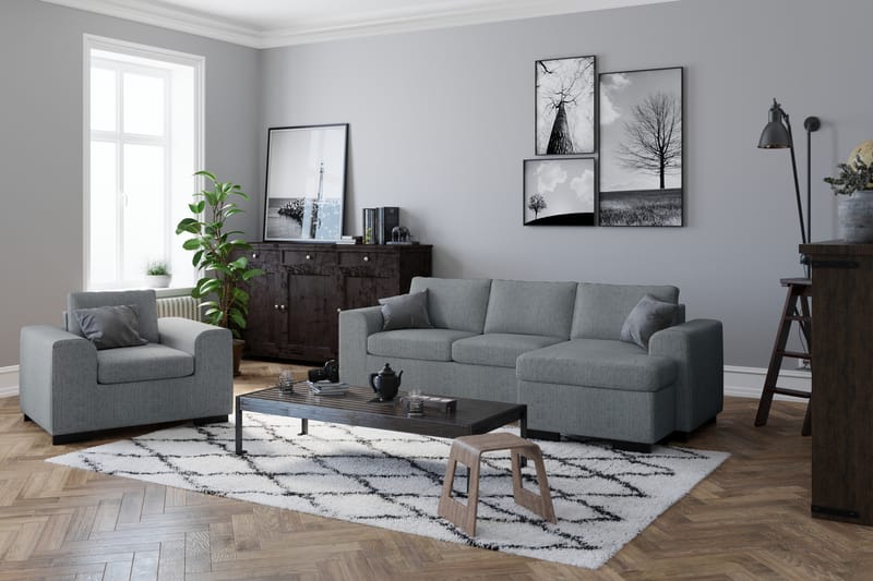 Divansofa Alter 3-seter Vendbar - Lysgrå - Møbler - Sofaer - Sofaer med sjeselong - 3 seters sofa med divan