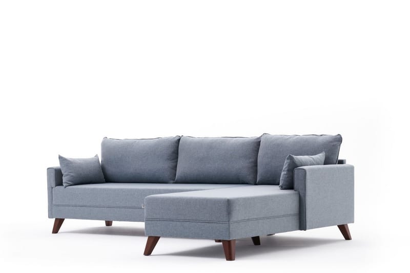 Divansofa Burundi Høyre - Blå / Brun - Møbler - Sofaer - Sofaer med sjeselong - 4 seters sofa med divan