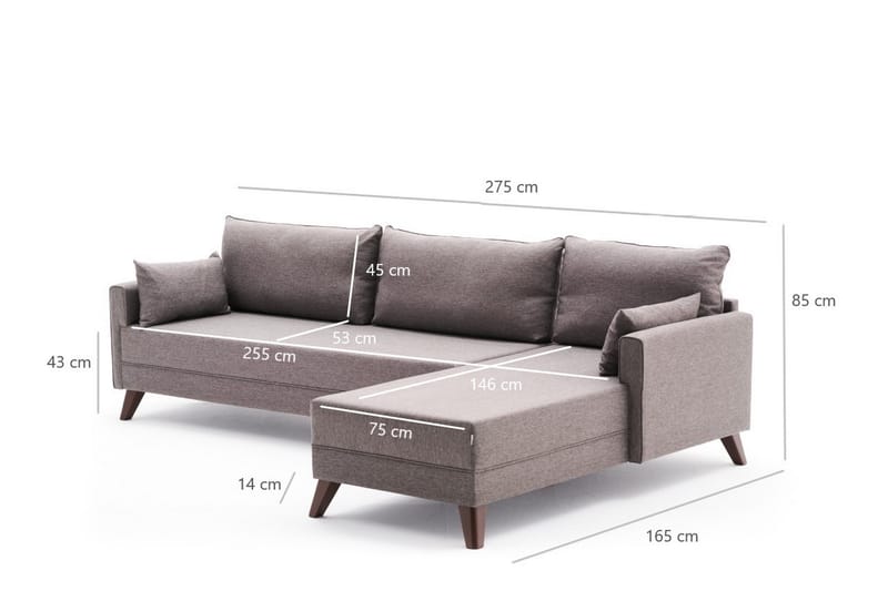 Divansofa Burundi Höger - Brun - Møbler - Sofaer - Sofaer med sjeselong - 4 seters sofa med divan