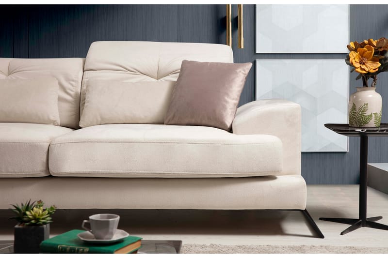 Divansofa Höger - Beige / Svart - Møbler - Sofaer - Sofaer med sjeselong - 4 seters sofa med divan