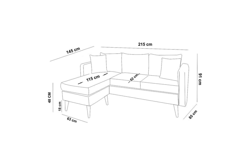 Divansofa Hothan Venstre - Blå - Møbler - Sofaer - Sofaer med sjeselong