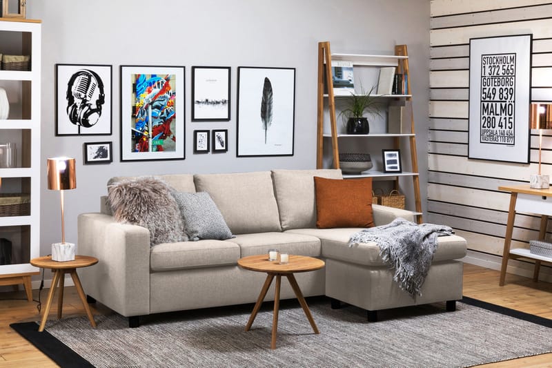 Divansofa Nevada 3-seter Vendbar - Beige - Møbler - Sofaer - Sofaer med sjeselong