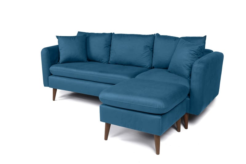 Divansofa Sagkas Høyre - Mørkeblå/Natur - Møbler - Sofaer - Sofaer med sjeselong - 4 seters sofa med divan