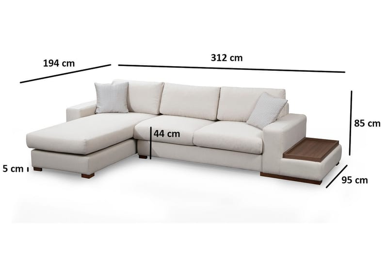 Divansofa  Portiella - Beige - Møbler - Sofaer - Sofaer med sjeselong