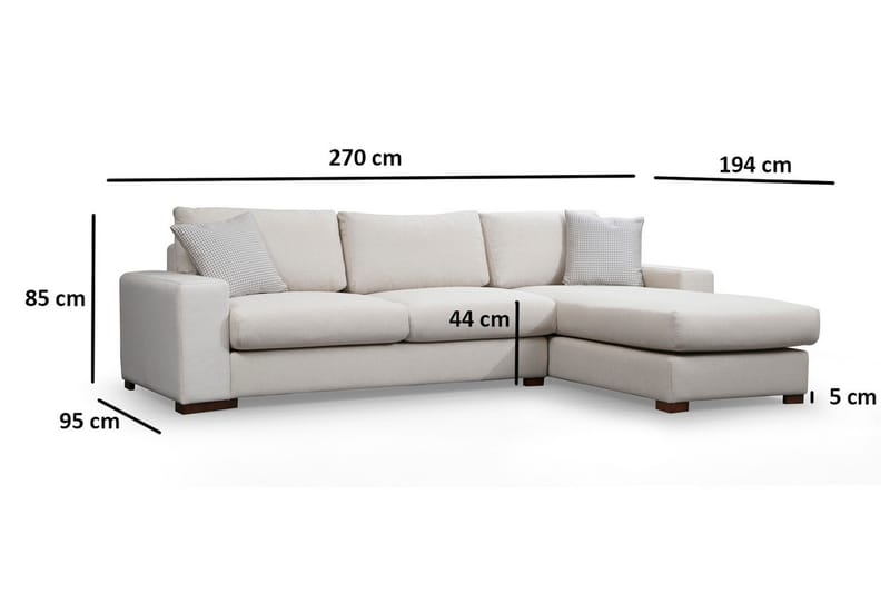 Divansofa  Portiella - Beige - Møbler - Sofaer - Sofaer med sjeselong