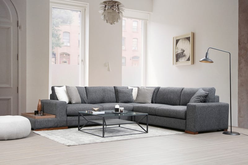 Divansofa  Portiella - Grå - Møbler - Sofaer - Sofaer med sjeselong