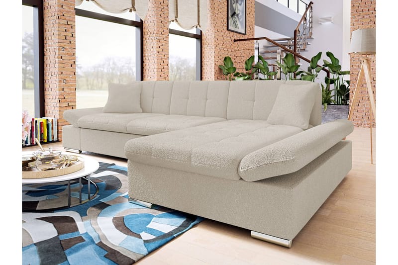 Djerra Sofa med Divan 3-seter - Beige - Møbler - Sofaer - Sofaer med sjeselong - 3 seters sofa med divan