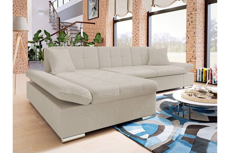 Djerra Sofa med Divan 3-seter - Beige - Møbler - Sofaer - Sofaer med sjeselong - 3 seters sofa med divan