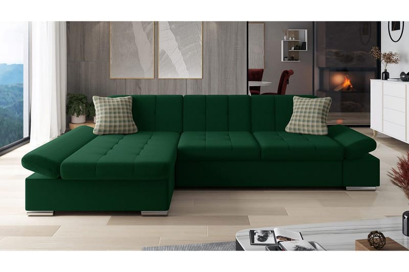 Djerra Sofa med Divan 3-seter - Grønn - Møbler - Sofaer - Sofaer med sjeselong - 3 seters sofa med divan