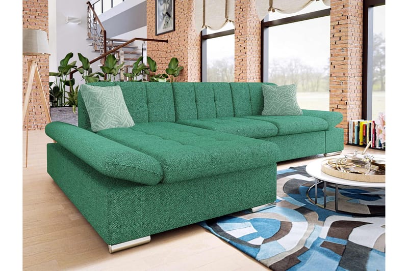 Djerra Sofa med Divan 3-seter - Grønn - Møbler - Sofaer - Sofaer med sjeselong - 3 seters sofa med divan