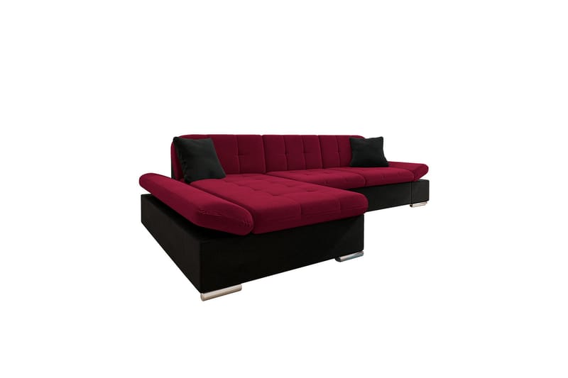 Djerra Sofa med Divan 3-seter - Rød/Svart - Møbler - Sofaer - Sofaer med sjeselong - 3 seters sofa med divan