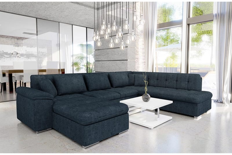 Dynir Sofa med Sjeselong og Divan 4-seter - Blå - Møbler - Sofaer - Sofaer med sjeselong - 4 seters sofa med divan