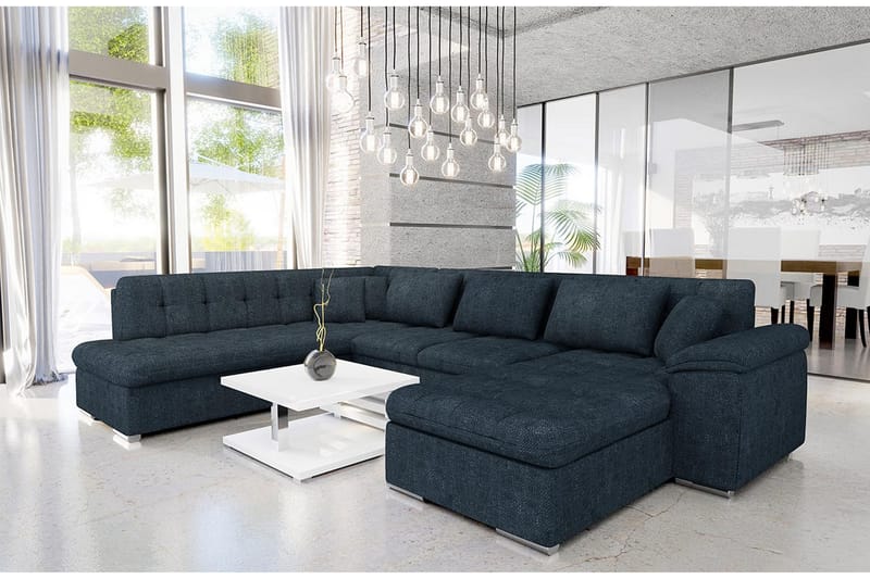 Dynir Sofa med Sjeselong og Divan 4-seter - Blå - Møbler - Sofaer - Sofaer med sjeselong - 4 seters sofa med divan