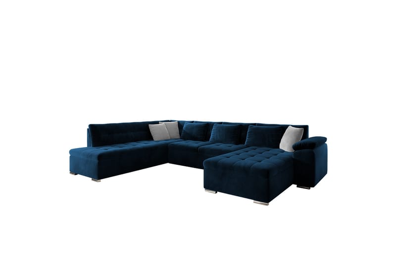 Dynir Sofa med Sjeselong og Divan 4-seter - Blå - Møbler - Sofaer - Sofaer med sjeselong - 4 seters sofa med divan