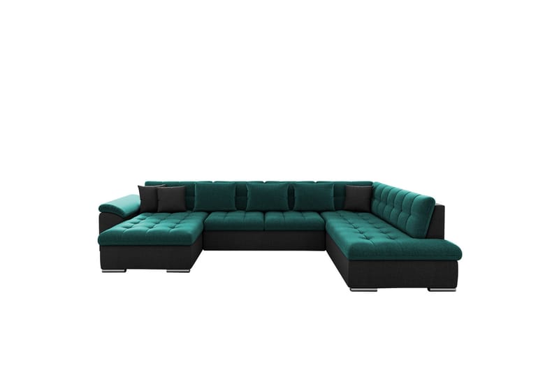 Dynir Sofa med Sjeselong og Divan 4-seter - Svart/Grønn - Møbler - Sofaer - Sofaer med sjeselong - 4 seters sofa med divan