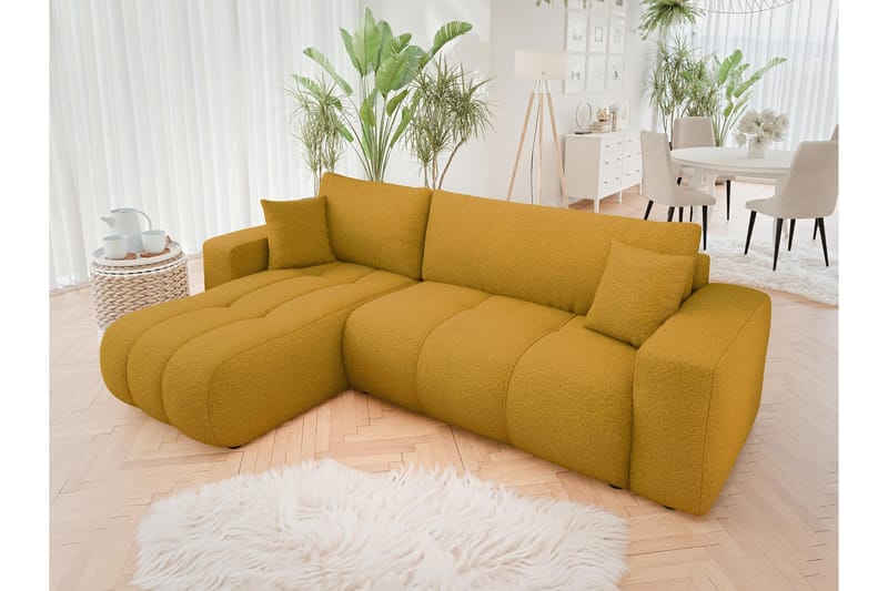 Flo Sofa med Divan 3-seter - Gul - Møbler - Sofaer - Sofaer med sjeselong - 3 seters sofa med divan