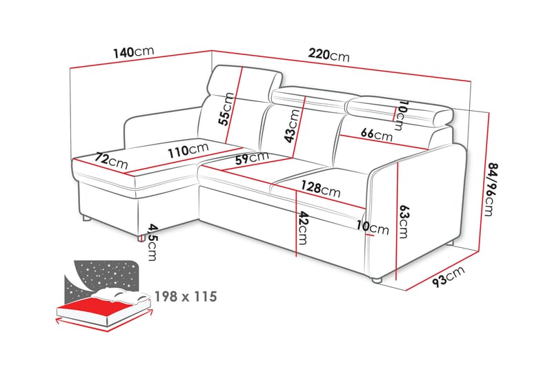 Fredrik Sofa med Sjeselong 3-seter - Beige - Møbler - Sofaer - Sofaer med sjeselong - 3 seters sofa med divan