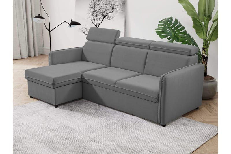 Fredrik Sofa med Sjeselong 3-seter - Grå - Møbler - Sofaer - Sofaer med sjeselong - 3 seters sofa med divan