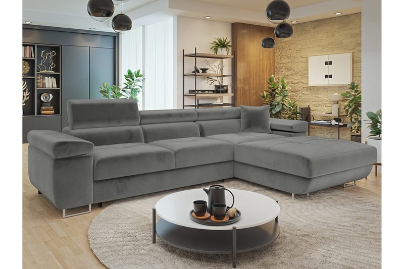 Gabina Sofa med Divan 3-seter - Grå - Møbler - Sofaer - Sofaer med sjeselong - 3 seters sofa med divan