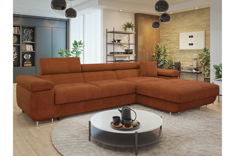 Gabina Sofa med Divan 3-seter - Oransje - Møbler - Sofaer - Sofaer med sjeselong - 3 seters sofa med divan