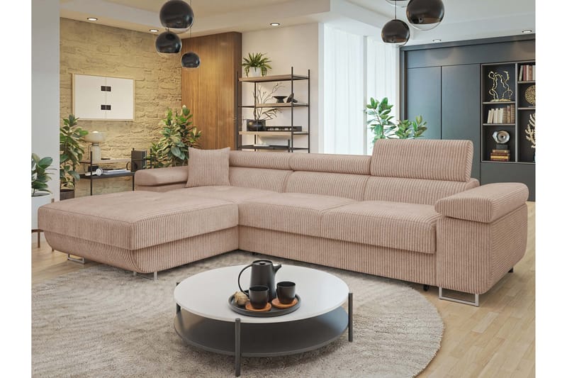 Gabina Sofa med Divan 3-seter - Rosa - Møbler - Sofaer - Sofaer med sjeselong - 3 seters sofa med divan