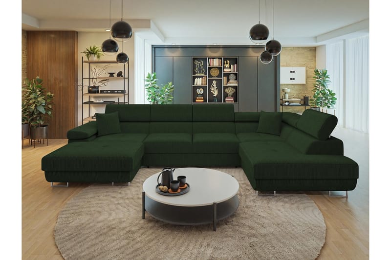 Gabina Sofa med Divan og Sjeselong 4-seter - Grønn - Møbler - Sofaer - Sofaer med sjeselong - 4 seters sofa med divan