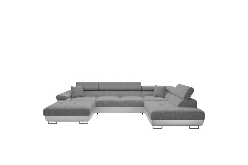 Gabina Sofa med Divan og Sjeselong 4-seter - Hvit/Grå - Møbler - Sofaer - Sofaer med sjeselong - 4 seters sofa med divan