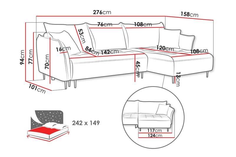 Garron Sofa med Divan 3-seter - Beige - Møbler - Sofaer - Sofaer med sjeselong - 3 seters sofa med divan