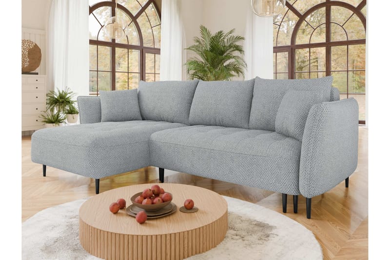 Garron Sofa med Divan 3-seter - Lys grå - Møbler - Sofaer - Sofaer med sjeselong - 3 seters sofa med divan