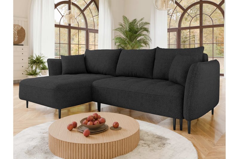 Garron Sofa med Divan 3-seter - Svart - Møbler - Sofaer - Sofaer med sjeselong - 3 seters sofa med divan