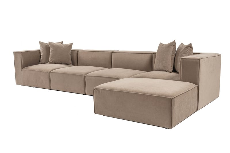 Gregor Sofa med Sjeselong 4-seter - Cappuccino - Møbler - Sofaer - Sofaer med sjeselong - 4 seters sofa med divan