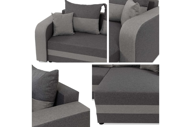 Hewlet Sofa med Divan 3-seter - Beige/Mørk grå - Møbler - Sofaer - Sofaer med sjeselong - 3 seters sofa med divan