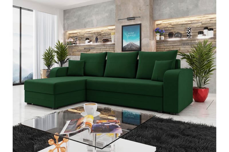 Hewlet Sofa med Divan 3-seter - Grønn - Møbler - Sofaer - Sofaer med sjeselong - 3 seters sofa med divan