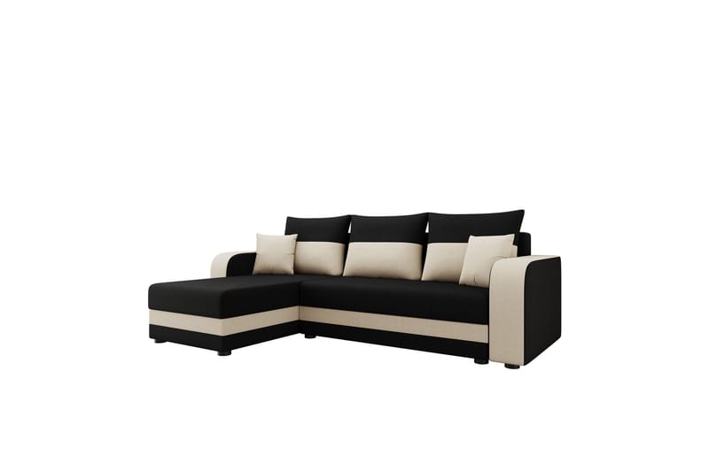 Hewlet Sofa med Divan 3-seter - Svart/Beige - Møbler - Sofaer - Sofaer med sjeselong - 3 seters sofa med divan