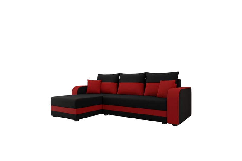 Hewlet Sofa med Divan 3-seter - Svart/Rød - Møbler - Sofaer - Sofaer med sjeselong - 3 seters sofa med divan