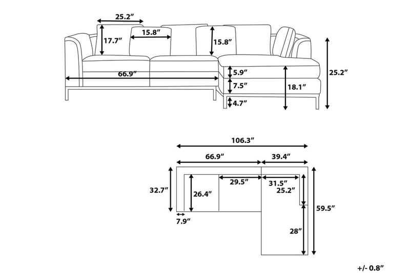 Hjørnesofa Sharmon Venstre - Lysegrå - Møbler - Sofaer - Sofaer med sjeselong - 4 seters sofa med divan