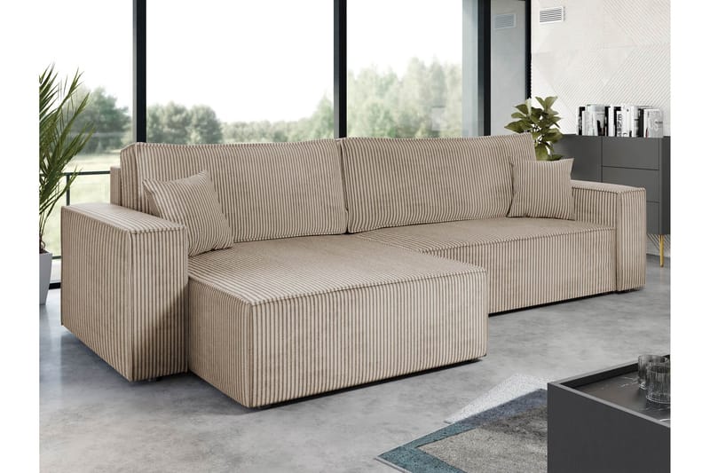 Hobson Sofa med Divan 3-seter - Beige - Møbler - Sofaer - Sofaer med sjeselong - 3 seters sofa med divan