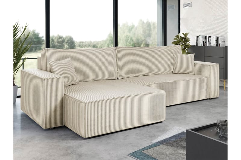 Hobson Sofa med Divan 3-seter - Beige - Møbler - Sofaer - Sofaer med sjeselong - 3 seters sofa med divan