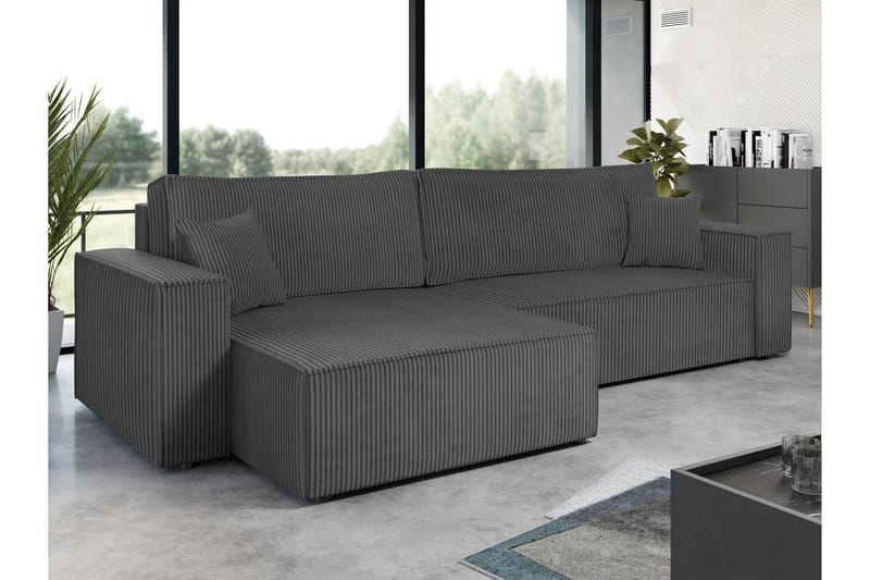 Hobson Sofa med Divan 3-seter - Mørk grå - Møbler - Sofaer - Sofaer med sjeselong - 3 seters sofa med divan