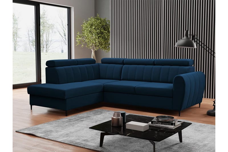 Hoffman Sofa med Sjeselong 3-seter - Blå - Møbler - Sofaer - Sofaer med sjeselong - 3 seters sofa med divan