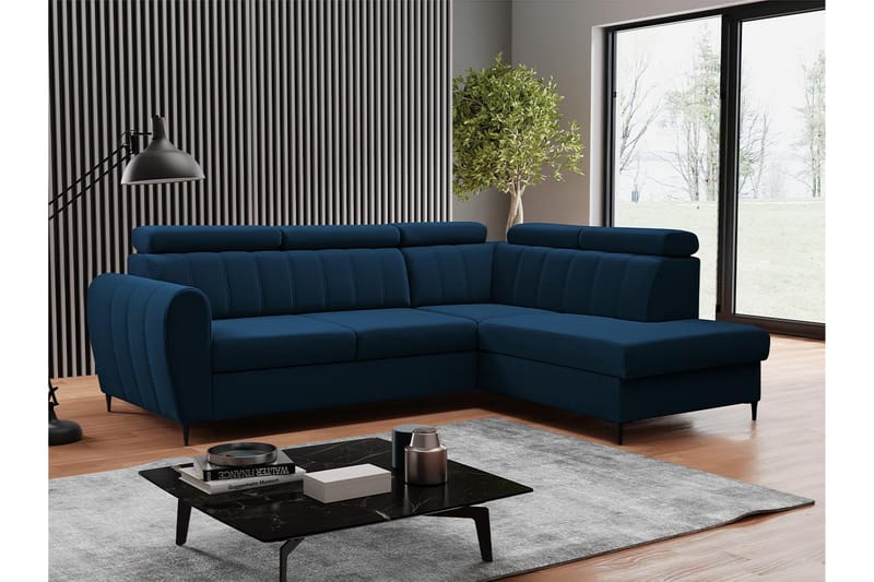 Hoffman Sofa med Sjeselong 3-seter - Blå - Møbler - Sofaer - Sofaer med sjeselong - 3 seters sofa med divan