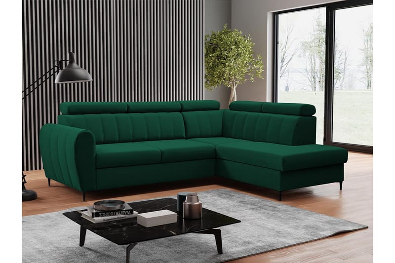 Hoffman Sofa med Sjeselong 3-seter - Grønn - Møbler - Sofaer - Sofaer med sjeselong - 3 seters sofa med divan