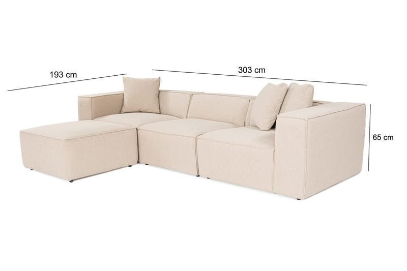 Kaolins Sofa med Sjeselong 3-seter - Fersken - Møbler - Sofaer - Sofaer med sjeselong - 3 seters sofa med divan