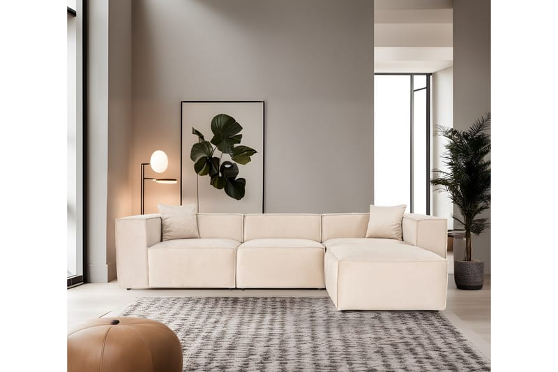 Kaolins Sofa med Sjeselong 3-seter - Krem - Møbler - Sofaer - Sofaer med sjeselong - 3 seters sofa med divan