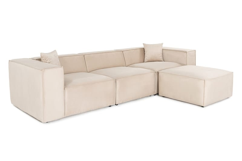 Kaolins Sofa med Sjeselong 3-seter - Krem - Møbler - Sofaer - Sofaer med sjeselong - 3 seters sofa med divan