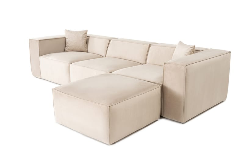 Kaolins Sofa med Sjeselong 3-seter - Krem - Møbler - Sofaer - Sofaer med sjeselong - 3 seters sofa med divan