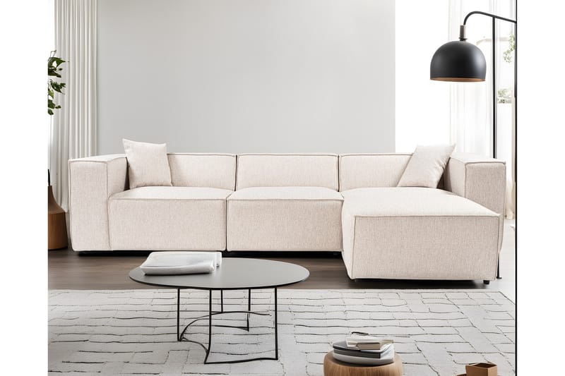 Kaolins Sofa med Sjeselong 3-seter - Lys brun - Møbler - Sofaer - Sofaer med sjeselong - 3 seters sofa med divan