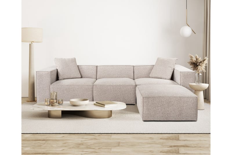 Kaolins Sofa med Sjeselong 3-seter - Mokka - Møbler - Sofaer - Sofaer med sjeselong - 3 seters sofa med divan